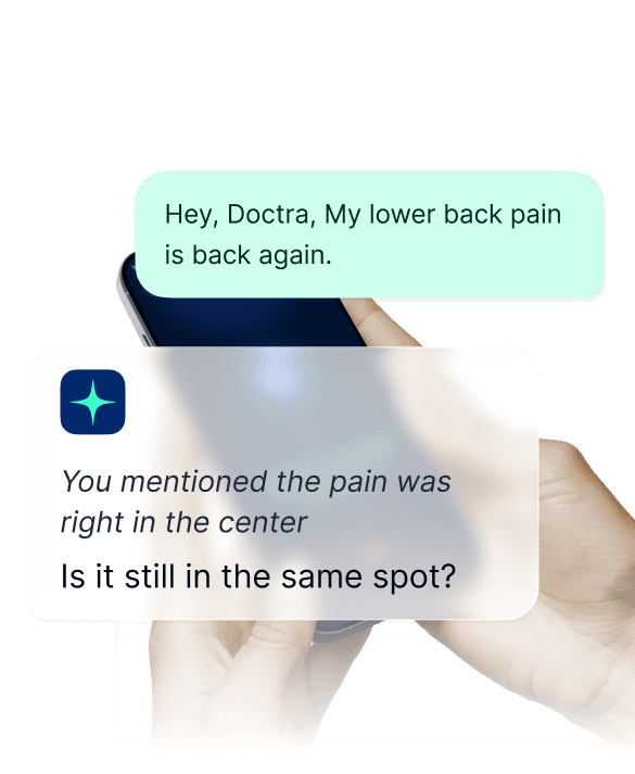 Doctra remembering a patient's previous symptoms in a chat